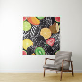 Tenture Fruits tropicaux colorés, fond noir. (En situation (horizontale))