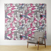 Tenture Fuchsia et colibris blancs (En situation (horizontale))