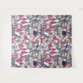Tenture Fuchsia et colibris blancs (Devant (Horizontal))