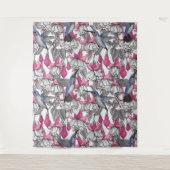 Tenture Fuchsia et colibris blancs (Devant)