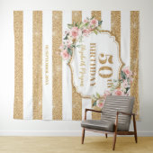 Tenture Fuchsia floral or rose gold pailleté 50e anniversa (En situation (horizontale))