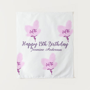 Tenture Fuchsie mauve floral 15e anniversaire quinceanera