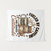 Tenture Fueled by Caffeine and Serious Cattitude Funny Cat (Devant (Horizontal))