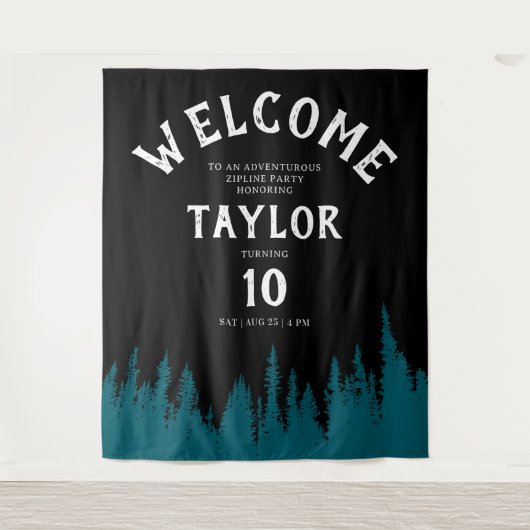 Tenture Fun Black Adventure Zipline Outdoor Forest Party (Devant)