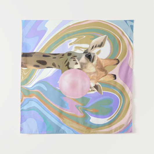 Tenture Fun Bubblegum soufflant Giraffe Liquide Swirl Bleu (Devant (Horizontal))