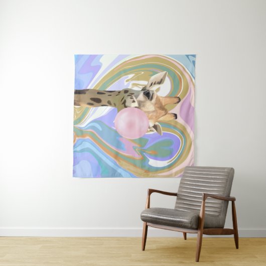 Tenture Fun Bubblegum soufflant Giraffe Liquide Swirl Bleu (En situation (horizontale))