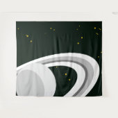 Tenture Fun Grey Blanc Saturne Planète Anneaux Étoiles Esp (Devant (Horizontal))