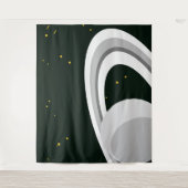 Tenture Fun Grey Blanc Saturne Planète Anneaux Étoiles Esp (Devant)