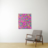 Tenture Fun Neon rose Retro 80s 90s Tech Motif brillant (En situation)
