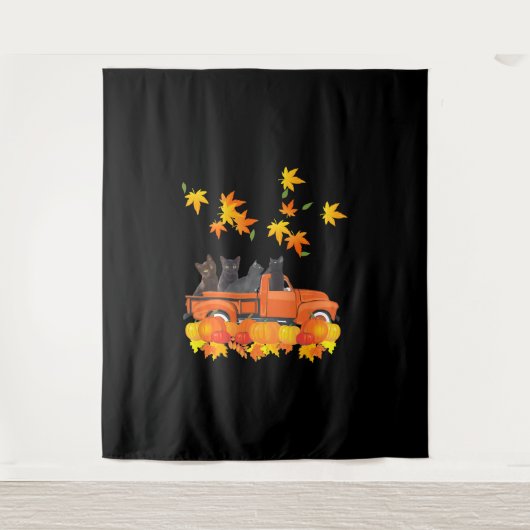 Tenture Funky Black Cats Camion Automne Citrouille Maple L (Devant)