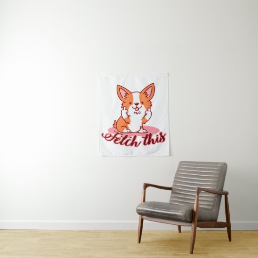 Tenture Funky Corgi Chien moyen Dog Extraire ceci (En situation)