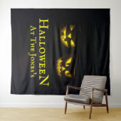 Tenture Funky personnalisé jaune noir citrouille d'Hallowe (En situation (horizontale))