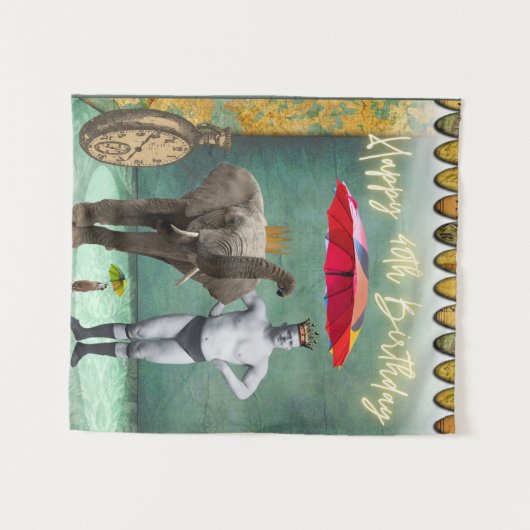 Tenture Funky Vintage Strongman 40e anniversaire (Devant (Horizontal))