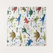 Tenture funny dinosaurs graphic color pattern (Devant (Horizontal))
