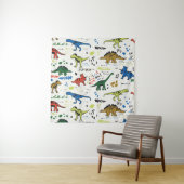 Tenture funny dinosaurs graphic color pattern (En situation)