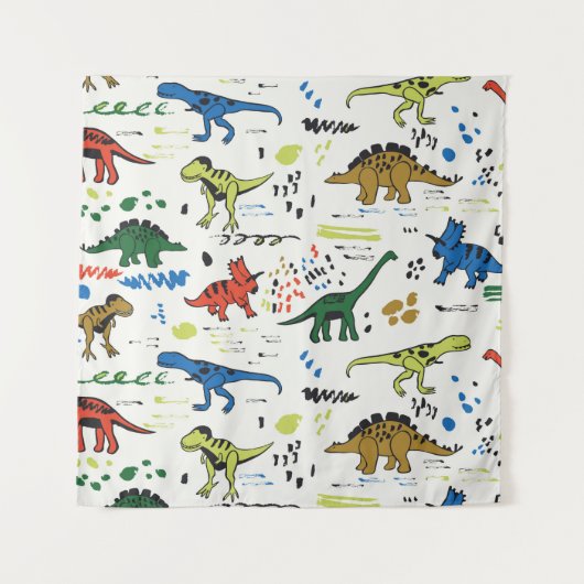 Tenture funny dinosaurs graphic color pattern (Devant)