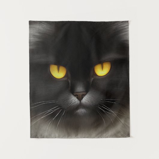 Tenture Funny Fluffeux noir Perse noir chaton visage (Devant)