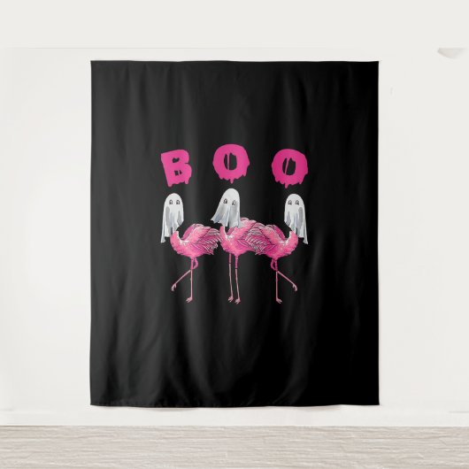 Tenture Funny Ghost Flamingo Boo Halloween Costume Toxits (Devant)