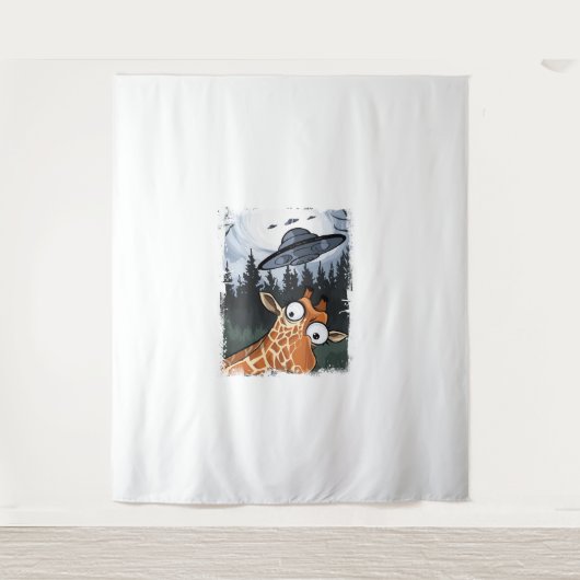 Tenture Funny Giraffe UFO Zoo Animal Weird Meme Graphique (Devant)