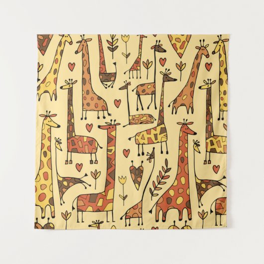 Tenture Funny giraffes sketch, seamless pattern your desig (Devant)