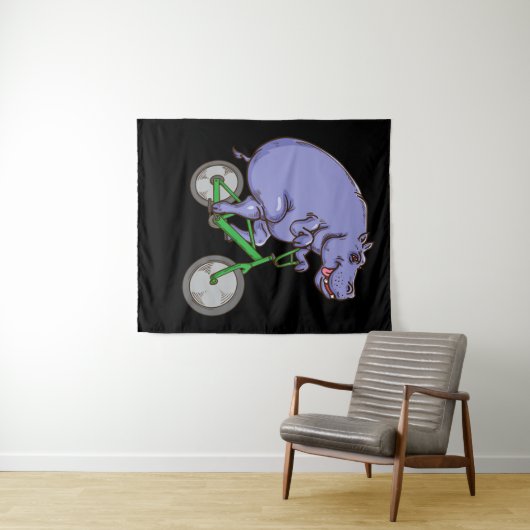 Tenture Funny Hippo équitation vélo Hippopotamus enfants H (En situation (horizontale))