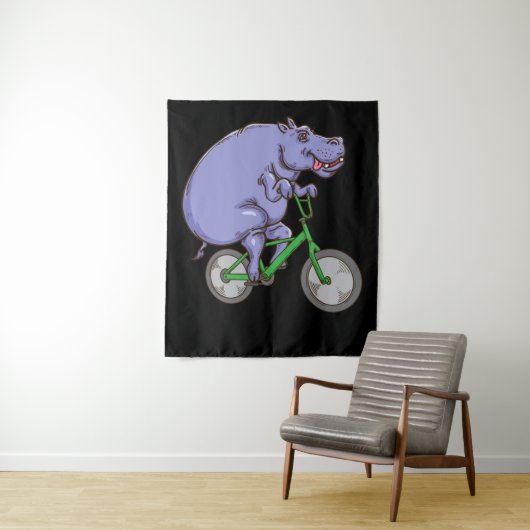 Tenture Funny Hippo équitation vélo Hippopotamus enfants H (En situation)