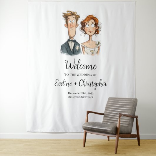 Tenture Funny Quirky Newlywes Mariage fond d'eau (En situation)