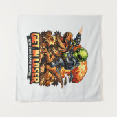 Tenture Funny Sci-Fi Fantasy Meme Art, Alien Riding Dinosa (Devant (Horizontal))