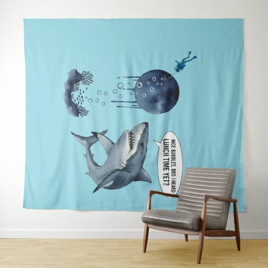 Tenture Funny shark diver lunch time :nice bubbles bro (En situation (horizontale))