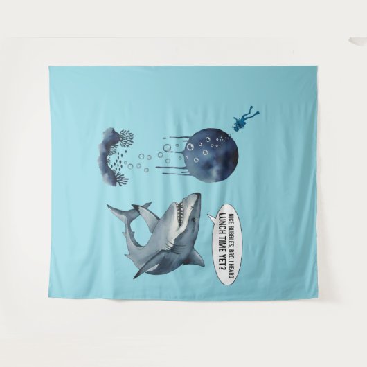 Tenture Funny shark diver lunch time :nice bubbles bro (Devant (Horizontal))