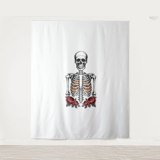 Tenture Funny Skeleton Citrouille Fall (Devant)