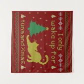 Tenture Funny Tuna Christmas Cat – Ugly Xmas Pixel Style (Devant (Horizontal))