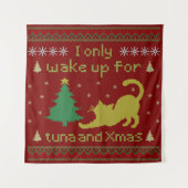 Tenture Funny Tuna Christmas Cat – Ugly Xmas Pixel Style (Devant)