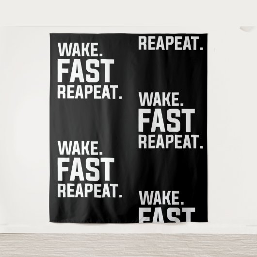 Tenture Funny Wake Fast Repeat Graphisme Sarcastique (Devant)