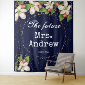 Tenture Futur mrs élégant bleu marine floral paillettes do (En situation)