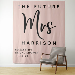 Tenture Future Mme Fête de Mariage Personnalisée Rose Pâle