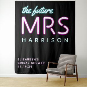 Tenture Future Mrs Neon Lights Black Voile de Mariée Tapis