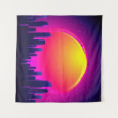 Tenture Futurisme rétro. illustration d'une vague de synth (Devant (Horizontal))