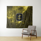 Tenture Galaxie abstraite noire jaune foncé Monogram Ping  (En situation (horizontale))