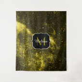 Tenture Galaxie abstraite noire jaune foncé Monogram Ping  (Devant)