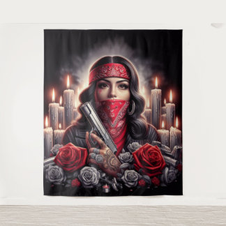 Tenture Gangster Girl Hip hop chicano art graphique