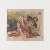 Tenture Garçon avec Feux d'Artifice, Drapeau Américain, Im (Devant (Horizontal))
