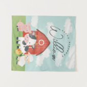 Tenture Garçons adorable animal de ferme Anniversaire (Devant (Horizontal))