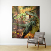 Tenture Garçons dinosaures Anniversaire TRex | Fond person (En situation)