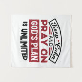 Tenture Gardez le calme et priez Le plan de Dieu est une c (Devant (Horizontal))