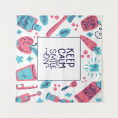 Tenture Gardez le calme et souriez sur l'expression (Devant (Horizontal))