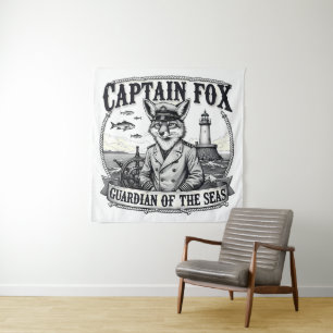 Tenture Gardien des Mers Capitaine Renard Dessin Nautical