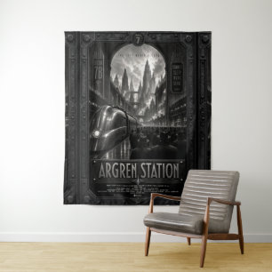 Tenture Gare d'Argren Paysage urbain de la place Zoltanis