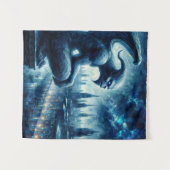 Tenture Gargoyle En Ville Gothique La Nuit (Devant (Horizontal))