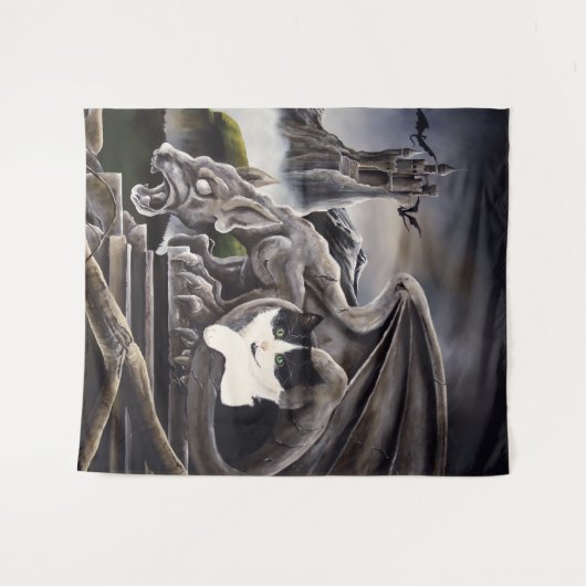 Tenture Gargoyle noir blanc (Devant (Horizontal))
